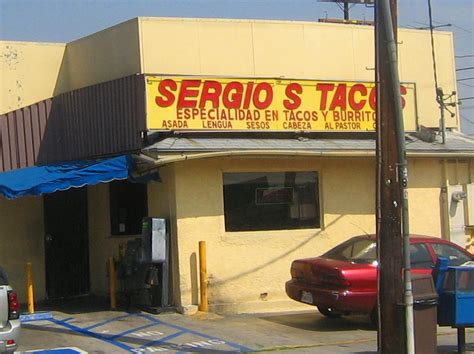 Sergios tacos - 6601 Olympic Blvd. Los Angeles, CA 90022. (323) 726-2002. Website. Neighborhood: Commerce. Bookmark Update Menus Edit Info Read Reviews Write Review.